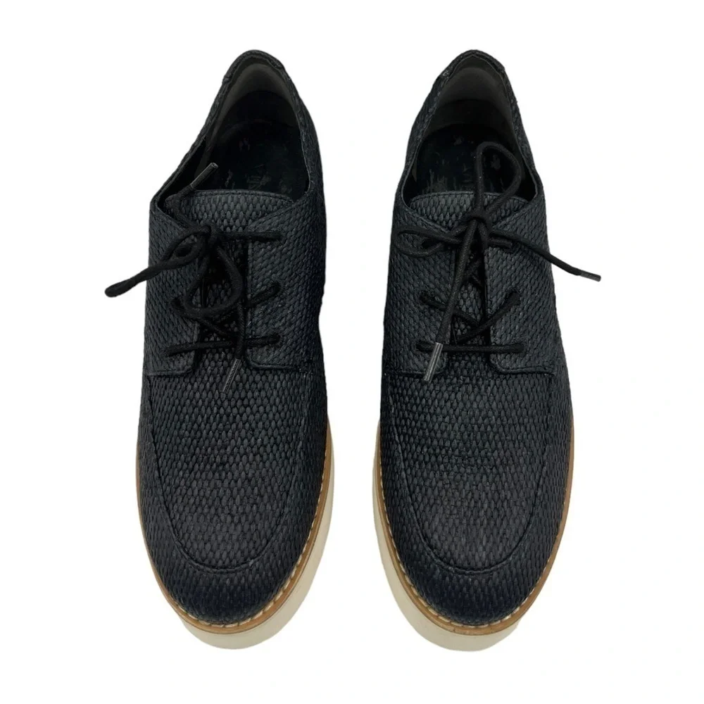 VINCE Women's Zina Raffia Platform Sneakers Black 7.5